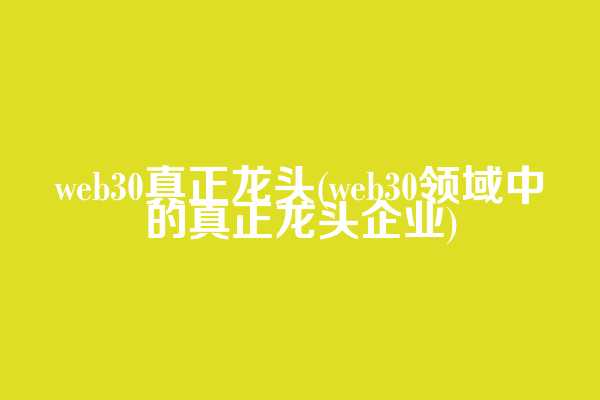 web3.0真正龙头(web3.0领域中的真正龙头企业)
