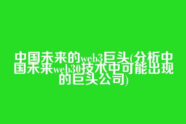 中国未来的web3巨头(分析中国未来web3.0技术中可能出现的巨头公司)