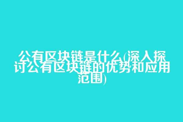公有区块链是什么(深入探讨公有区块链的优势和应用范围)  第1张