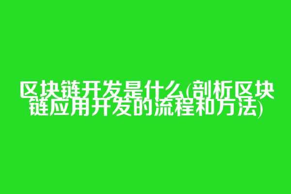 区块链开发是什么(剖析区块链应用开发的流程和方法)