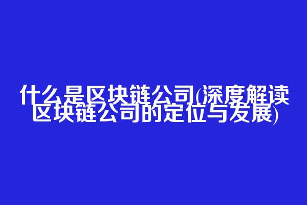 什么是区块链公司(深度解读区块链公司的定位与发展)