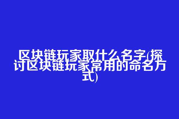 区块链玩家取什么名字(探讨区块链玩家常用的命名方式)  第1张