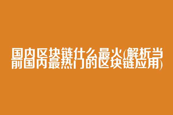 国内区块链什么最火(解析当前国内最热门的区块链应用)