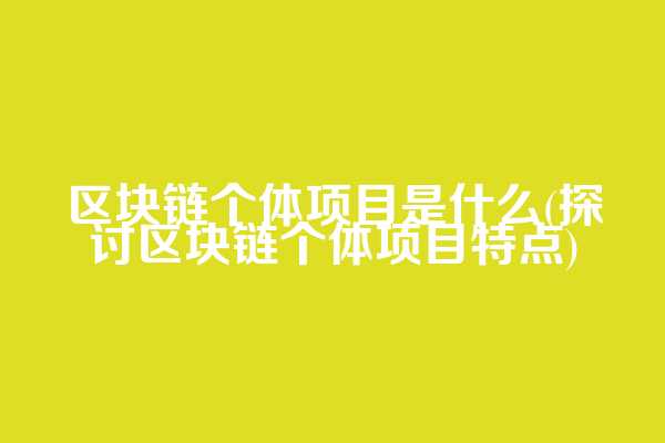 区块链个体项目是什么(探讨区块链个体项目特点)