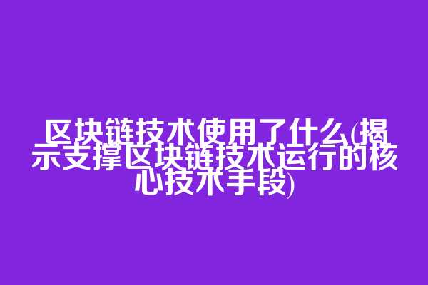 区块链技术使用了什么(揭示支撑区块链技术运行的核心技术手段)