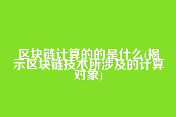 区块链计算的的是什么(揭示区块链技术所涉及的计算对象)
