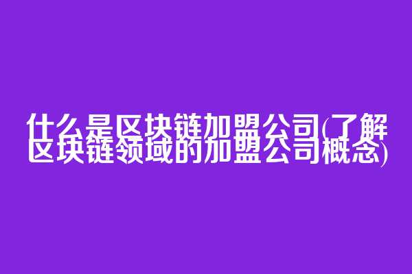 什么是区块链加盟公司(了解区块链领域的加盟公司概念)