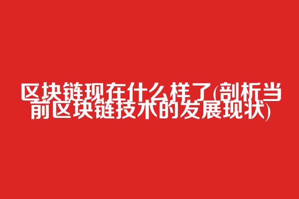 区块链现在什么样了(剖析当前区块链技术的发展现状)