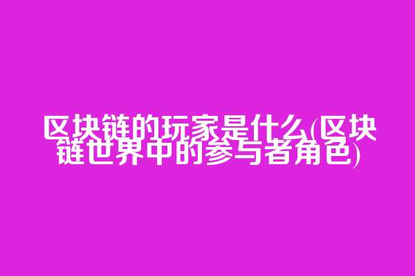区块链的玩家是什么(区块链世界中的参与者角色)