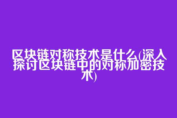 区块链对称技术是什么(深入探讨区块链中的对称加密技术)