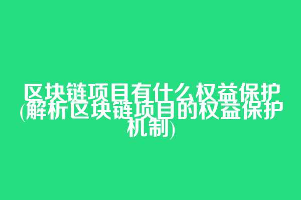 区块链项目有什么权益保护(解析区块链项目的权益保护机制)