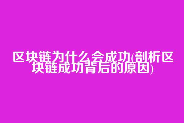 区块链为什么会成功(剖析区块链成功背后的原因)