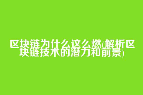 区块链为什么这么燃(解析区块链技术的潜力和前景)