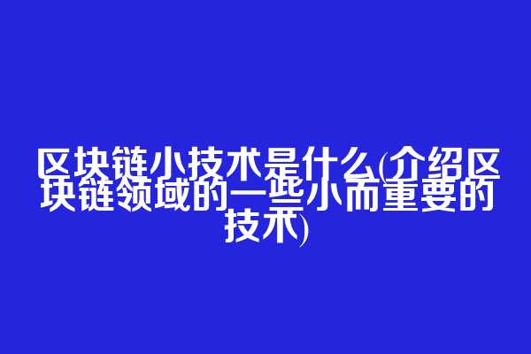 区块链小技术是什么(介绍区块链领域的一些小而重要的技术)