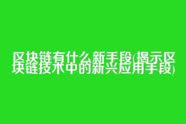 区块链有什么新手段(揭示区块链技术中的新兴应用手段)