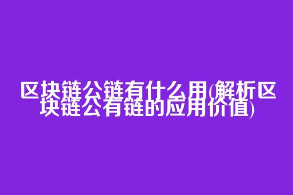 区块链公链有什么用(解析区块链公有链的应用价值)