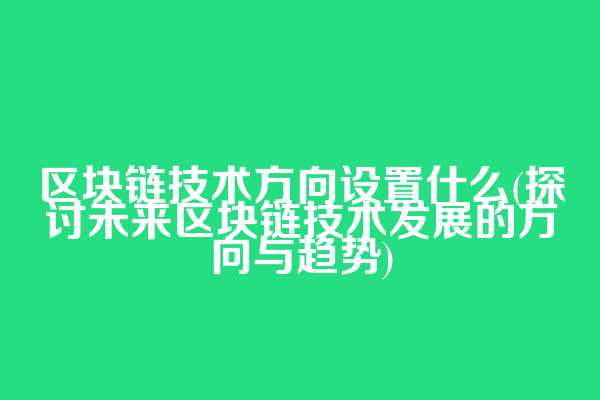 区块链技术方向设置什么(探讨未来区块链技术发展的方向与趋势)