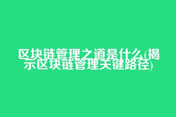 区块链管理之道是什么(揭示区块链管理关键路径)