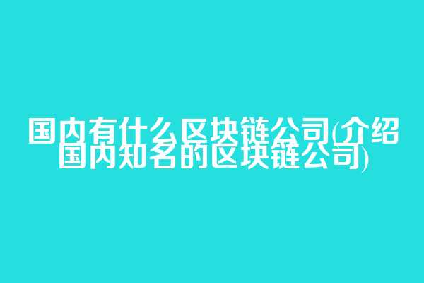 国内有什么区块链公司(介绍国内知名的区块链公司)