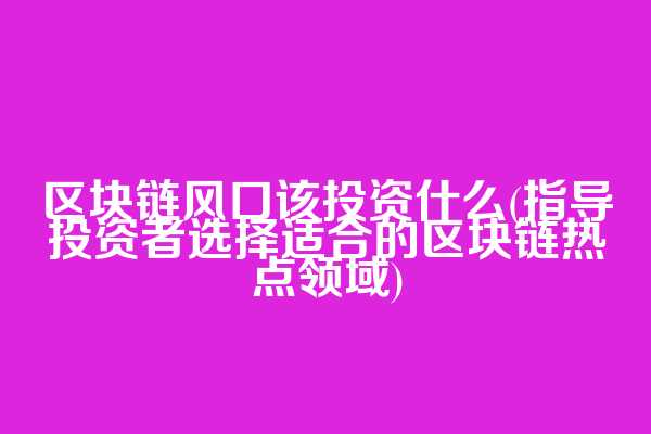 区块链风口该投资什么(指导投资者选择适合的区块链热点领域)  第1张