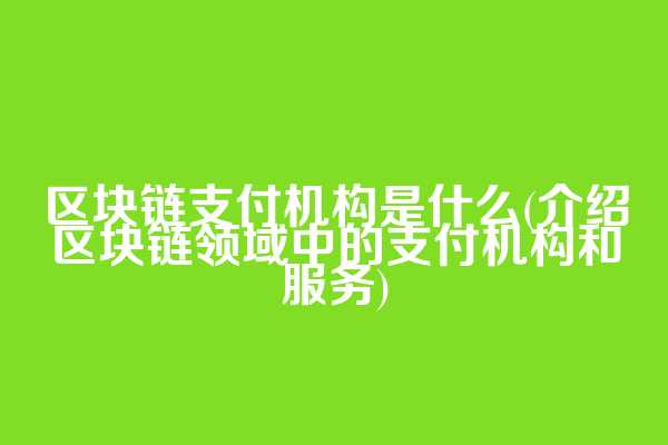 区块链支付机构是什么(介绍区块链领域中的支付机构和服务)