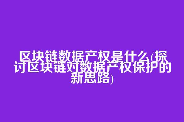 区块链数据产权是什么(探讨区块链对数据产权保护的新思路)