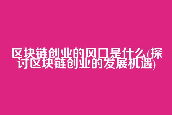 区块链创业的风口是什么(探讨区块链创业的发展机遇)