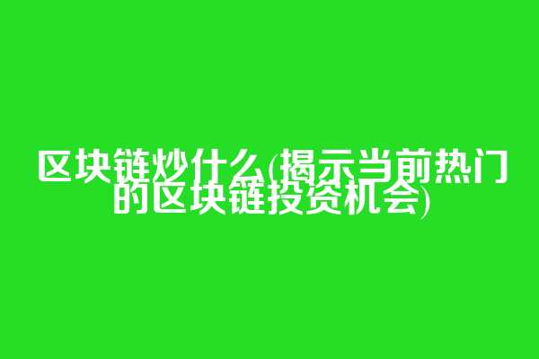 区块链炒什么(揭示当前热门的区块链投资机会)