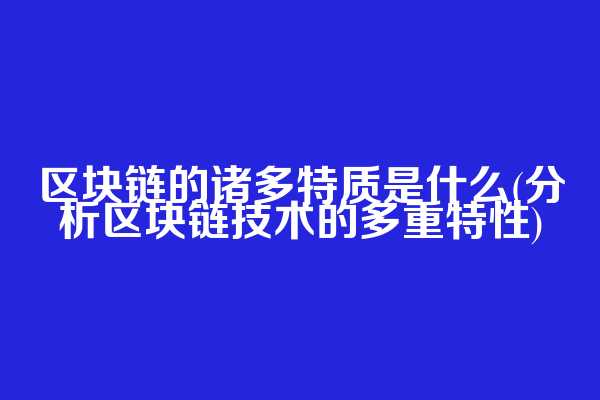 区块链的诸多特质是什么(分析区块链技术的多重特性)