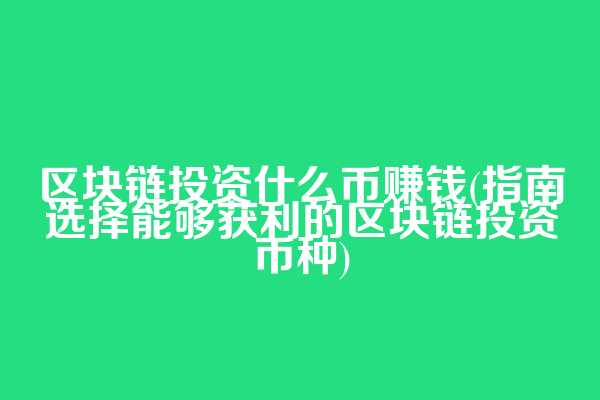 区块链投资什么币赚钱(指南选择能够获利的区块链投资币种)
