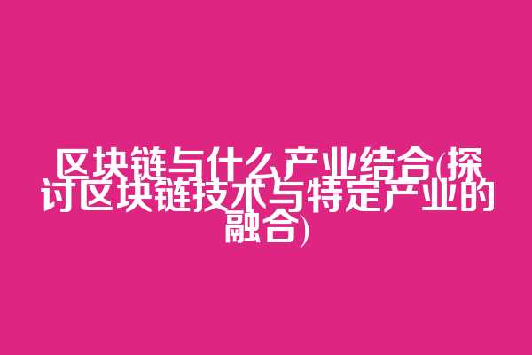 区块链与什么产业结合(探讨区块链技术与特定产业的融合)