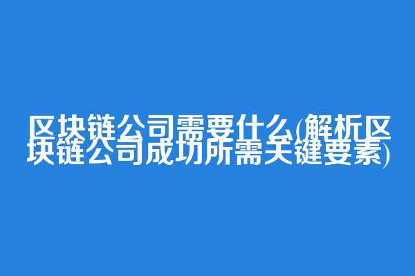 区块链公司需要什么(解析区块链公司成功所需关键要素)