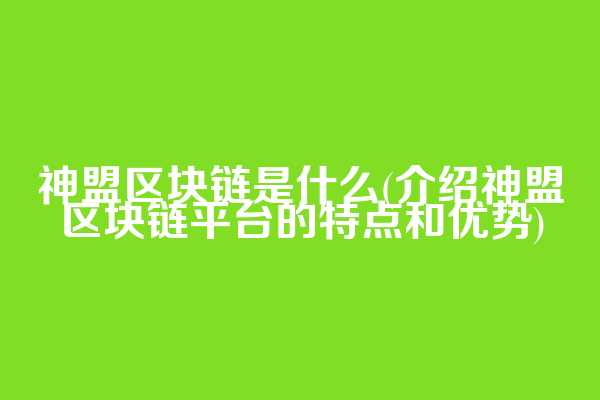 神盟区块链是什么(介绍神盟区块链平台的特点和优势)