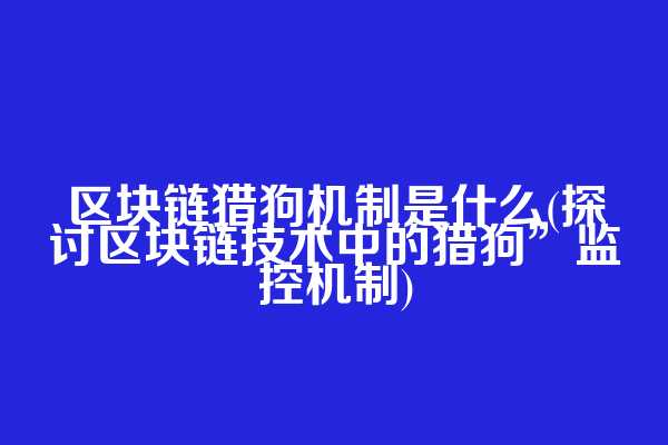 区块链猎狗机制是什么(探讨区块链技术中的猎狗”监控机制)