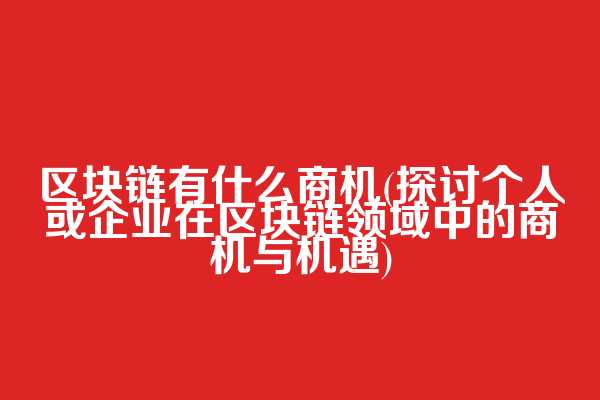 区块链有什么商机(探讨个人或企业在区块链领域中的商机与机遇)