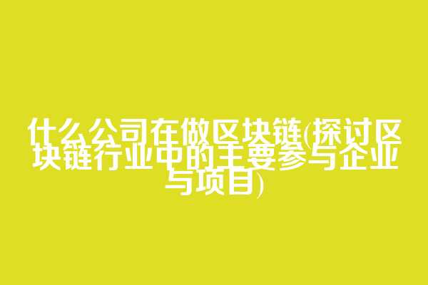什么公司在做区块链(探讨区块链行业中的主要参与企业与项目)
