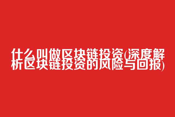 什么叫做区块链投资(深度解析区块链投资的风险与回报)  第1张
