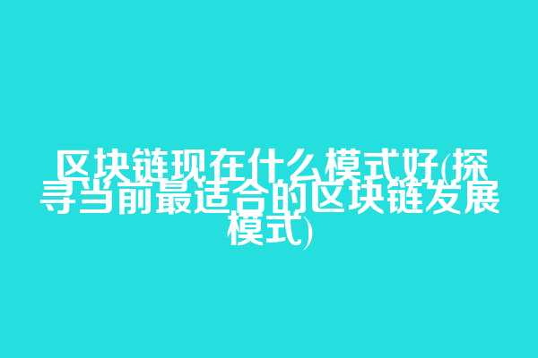 区块链现在什么模式好(探寻当前最适合的区块链发展模式)