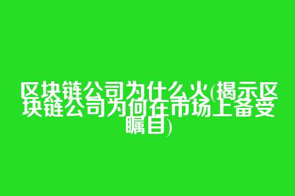 区块链公司为什么火(揭示区块链公司为何在市场上备受瞩目)