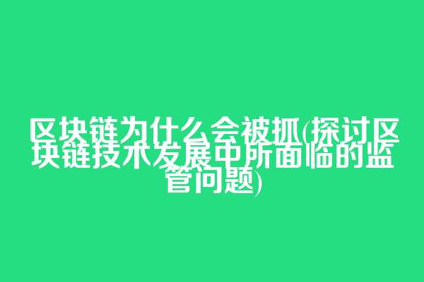 区块链为什么会被抓(探讨区块链技术发展中所面临的监管问题)