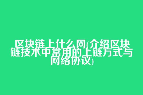 区块链上什么网(介绍区块链技术中常用的上链方式与网络协议)