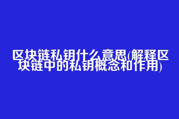 区块链私钥什么意思(解释区块链中的私钥概念和作用)
