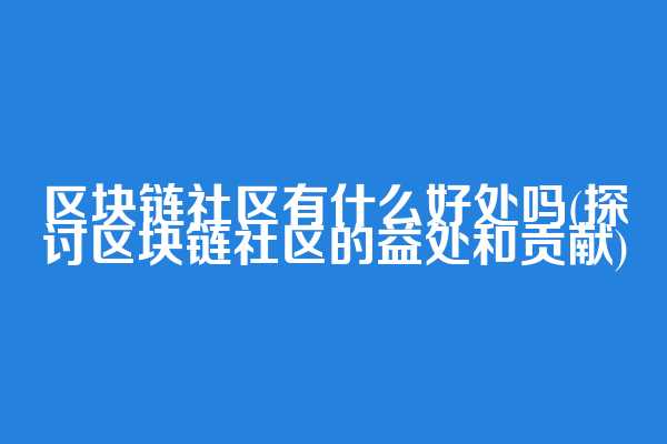 区块链社区有什么好处吗(探讨区块链社区的益处和贡献)