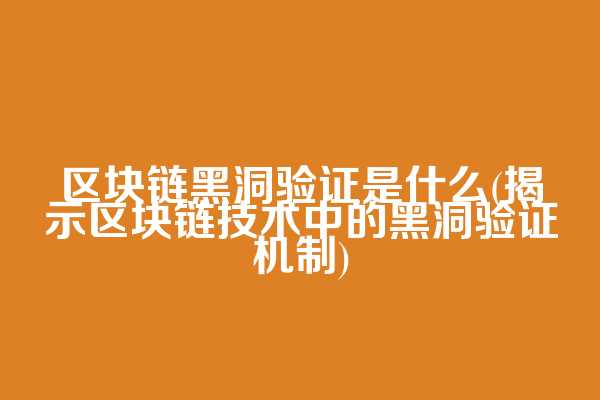 区块链黑洞验证是什么(揭示区块链技术中的黑洞验证机制)