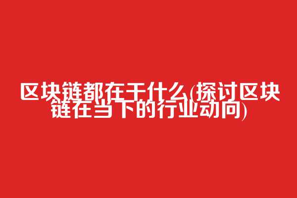 区块链都在干什么(探讨区块链在当下的行业动向)