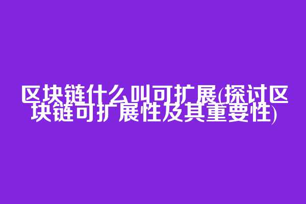 区块链什么叫可扩展(探讨区块链可扩展性及其重要性)
