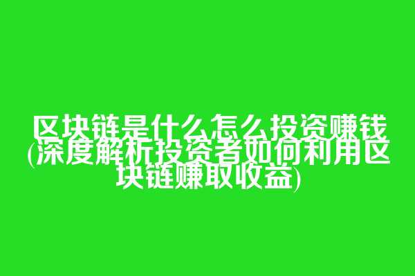 区块链是什么怎么投资赚钱(深度解析投资者如何利用区块链赚取收益)