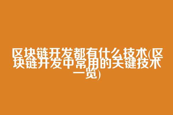 区块链开发都有什么技术(区块链开发中常用的关键技术一览)