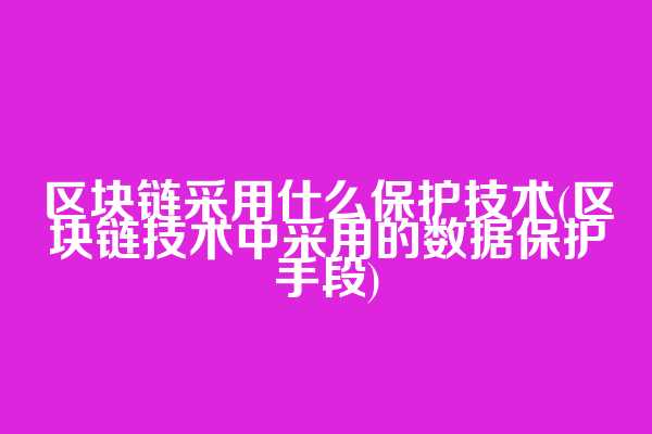 区块链采用什么保护技术(区块链技术中采用的数据保护手段)