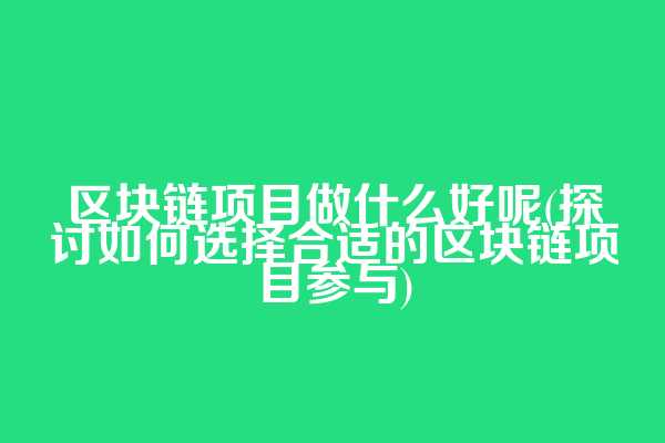 区块链项目做什么好呢(探讨如何选择合适的区块链项目参与)